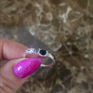 Pandora onyx and clear rhinestone ring size 9